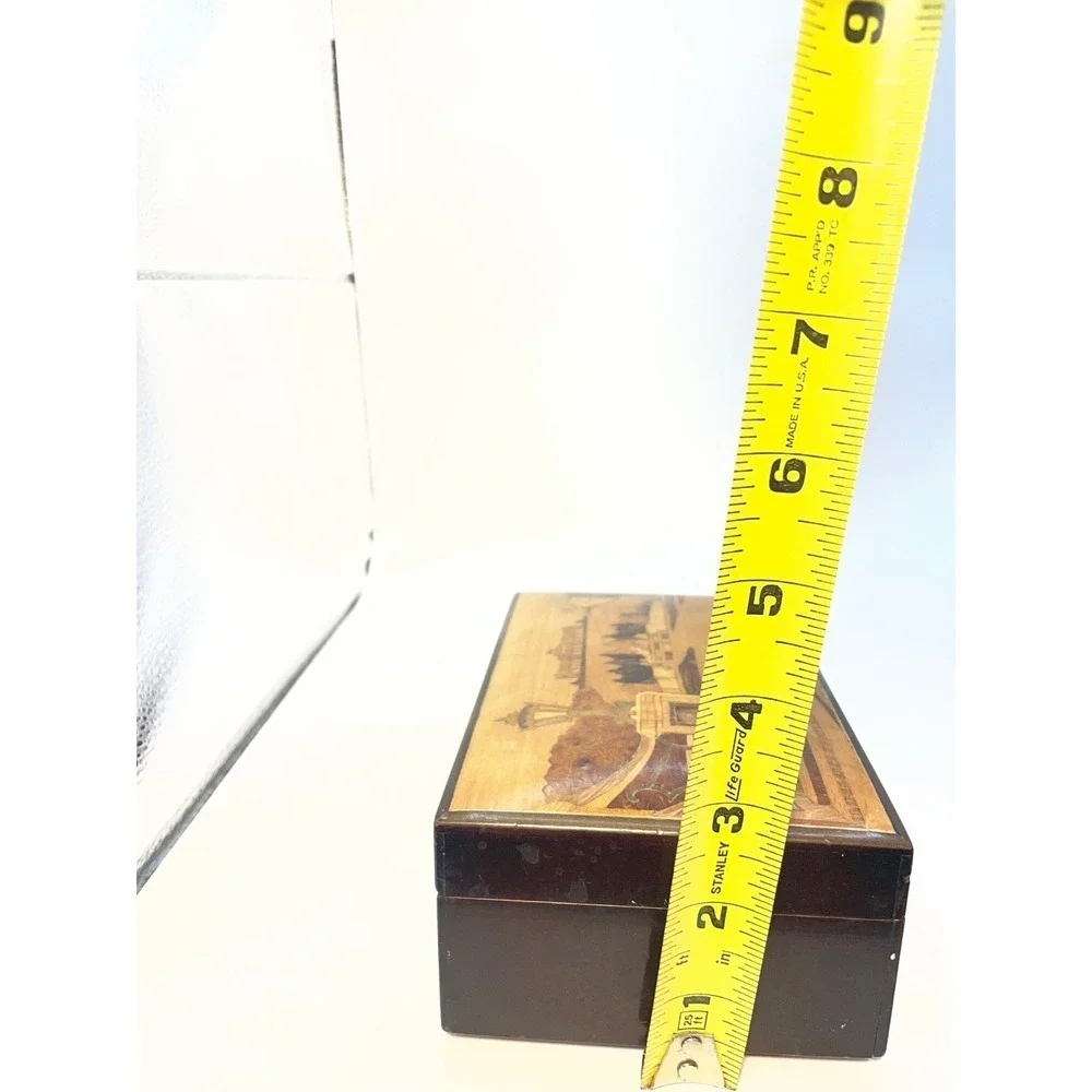 Vintage Reuge Inlaid Marquetry Wood Jewelry Box
